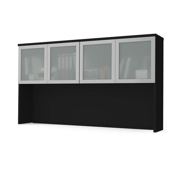 Pro-Concept Plus 72W Hutch with Frosted Glass Doors, Black